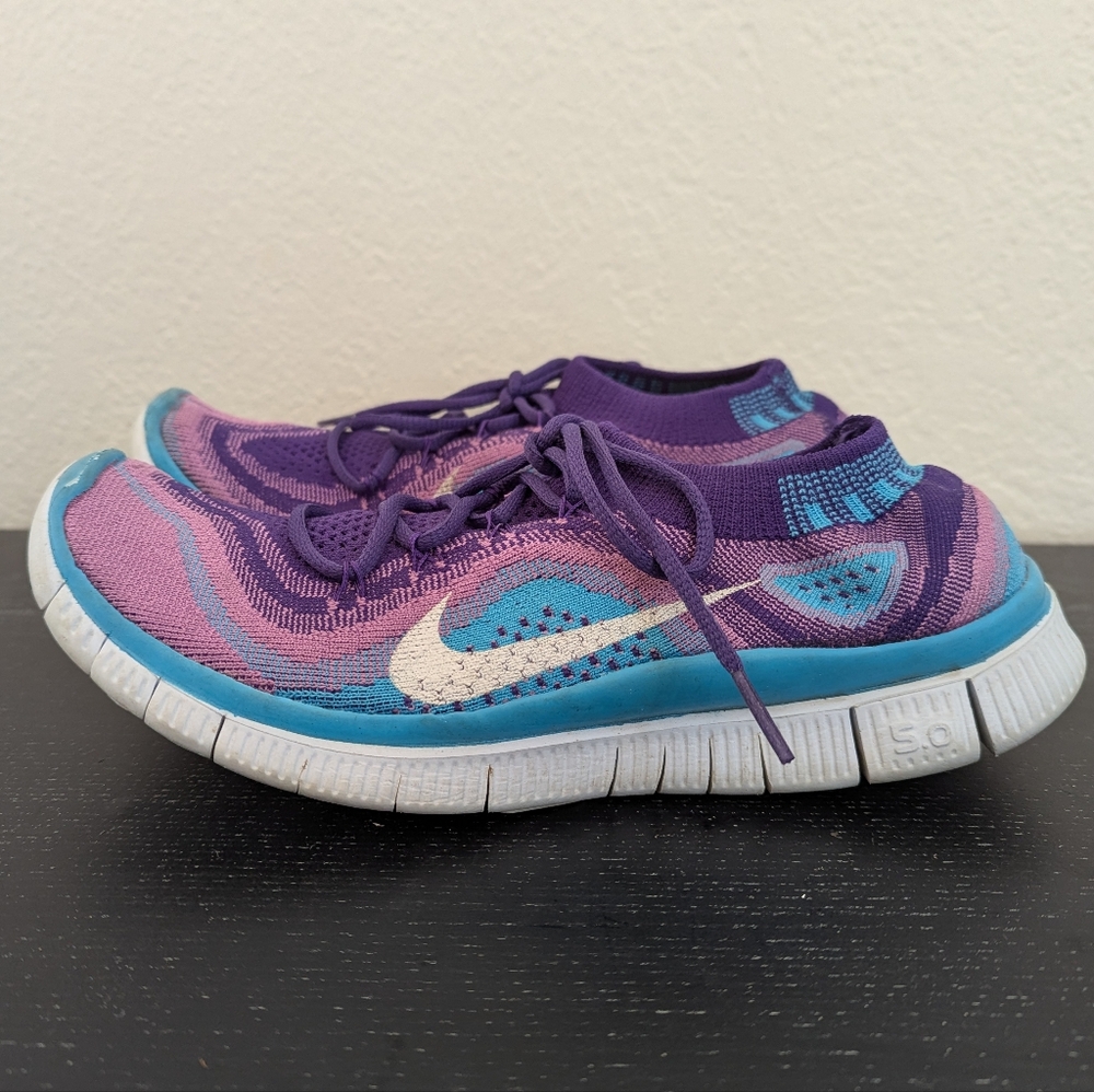 Nike Free 5.0 Flyknit Women's Running Shoes 615806 413 Atomic Purple Size 7